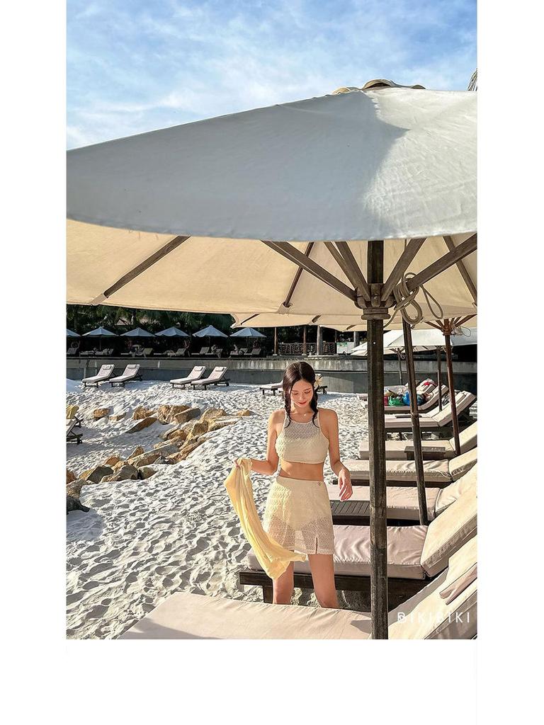 Женский сексуальный кружевной купальник бикини халтер с юбкой - Раздельный купальник в корейском стиле