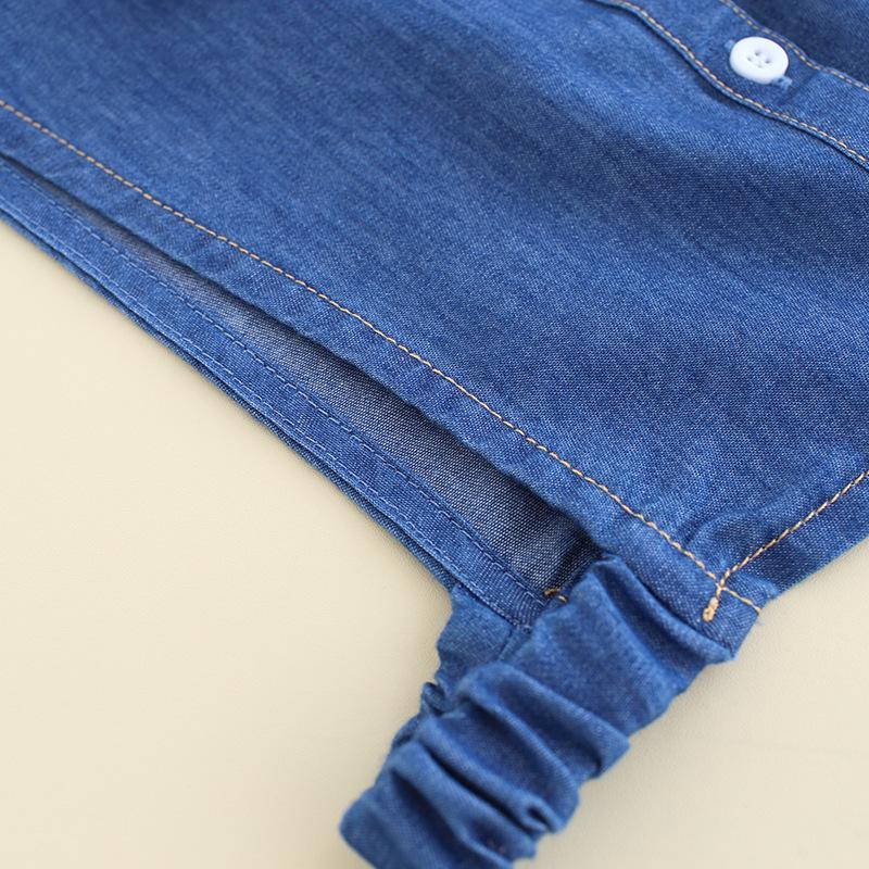 Детская универсальная хлопковая джинсовая рубашка с имитацией воротника для мальчиков и девочек, свитер с декоративным имитацией воротника B234