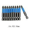 10pcs 50mm Non Slip Screwdriver Bit Magnetic Single Head PH1/PH2/PH3/PZ1/PZ2/PZ3