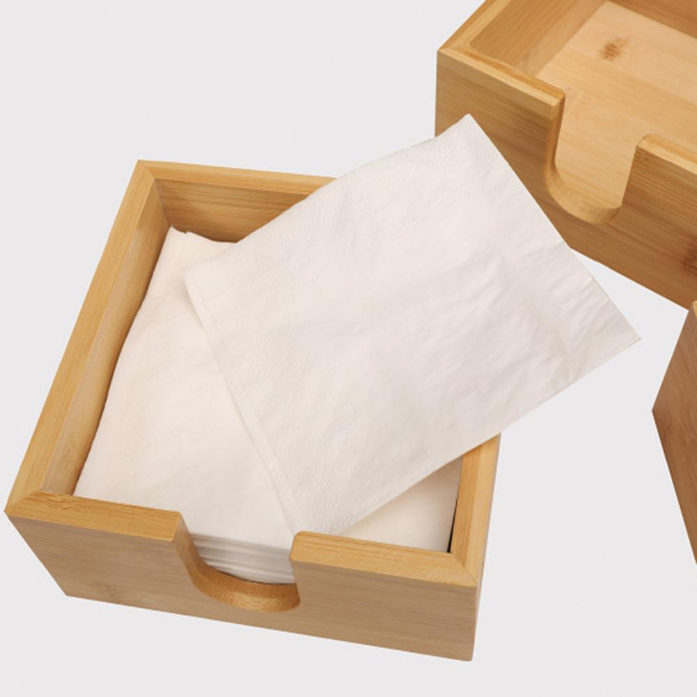 Wooden Napkin Holder Rustic Heavy Duty Square Countertop Tissue Box Restaurant Kitchen Napkin Dispenser Container Storage Box