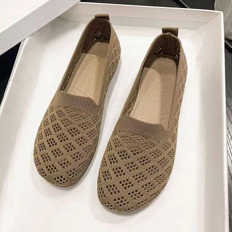 Летняя дышащая полая обувь для мам среднего и пожилого возраста с сетчатой подкладкой, мягкая подошва, мягкая поверхность, одна педаль, сандалии из мелкой сетки