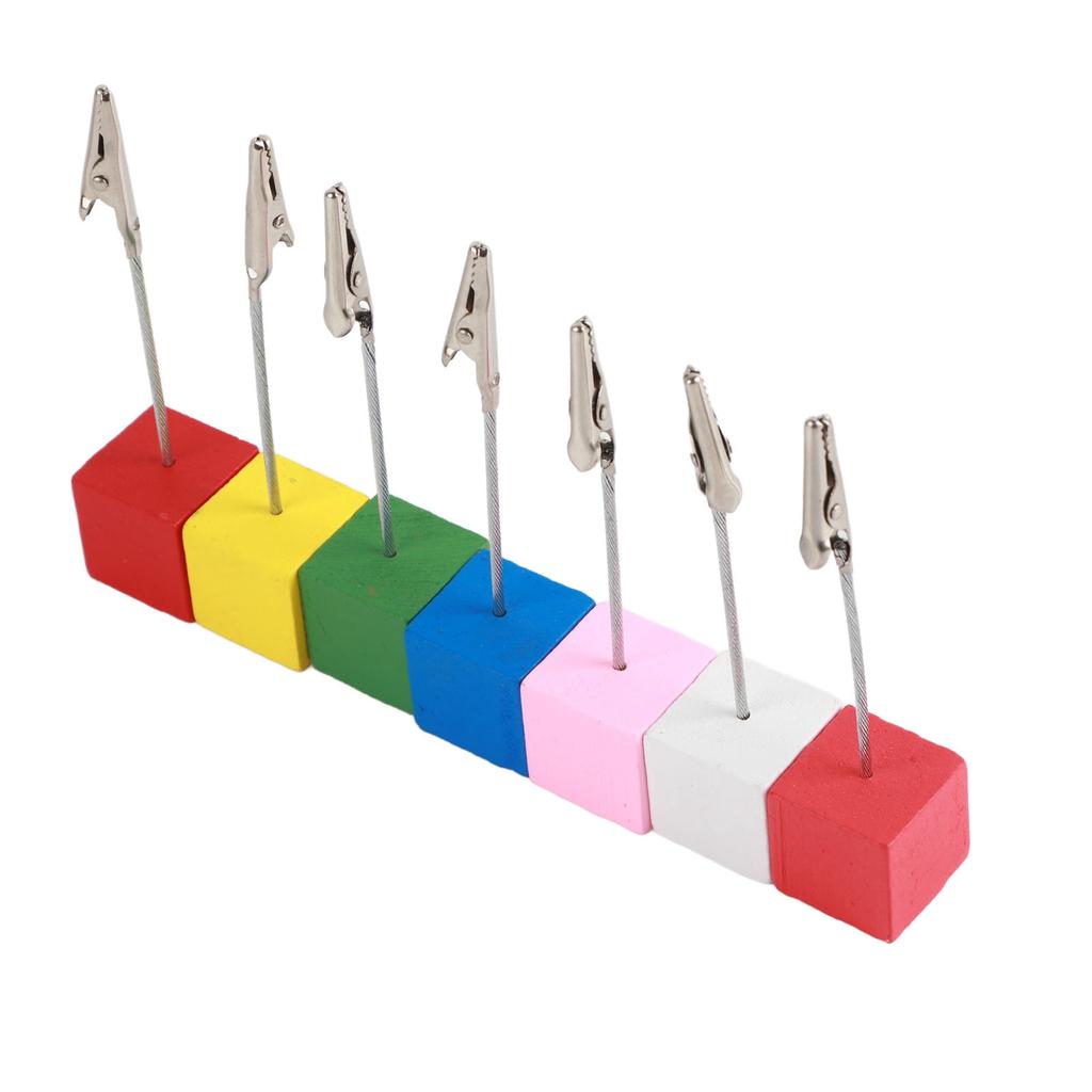 7 шт. Подставки для карточек Простые переносные держатели для номеров столов с красочной деревянной основой для фотографий и карточек