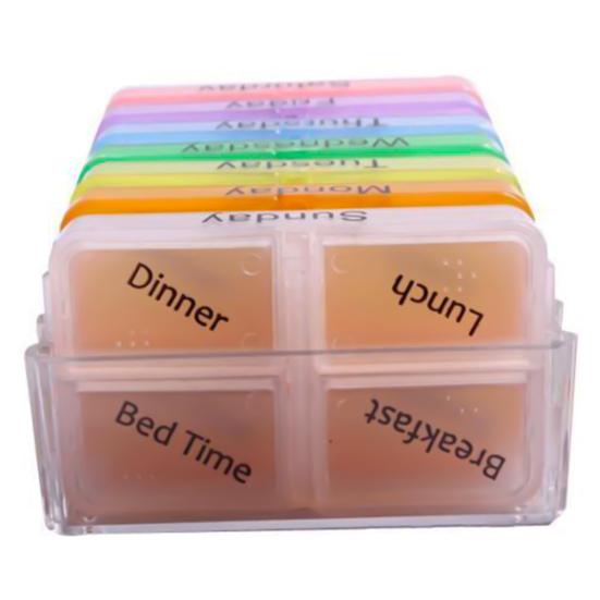 28 Grids Pill Container 7-Day Colorful Durable Detachable Pill Container