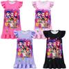 Kids Children Girls Anime Movie POP Singer Super Star Printed Ruffle Sleeves O Neck Casual Dress Halloween Cosplay Costumes