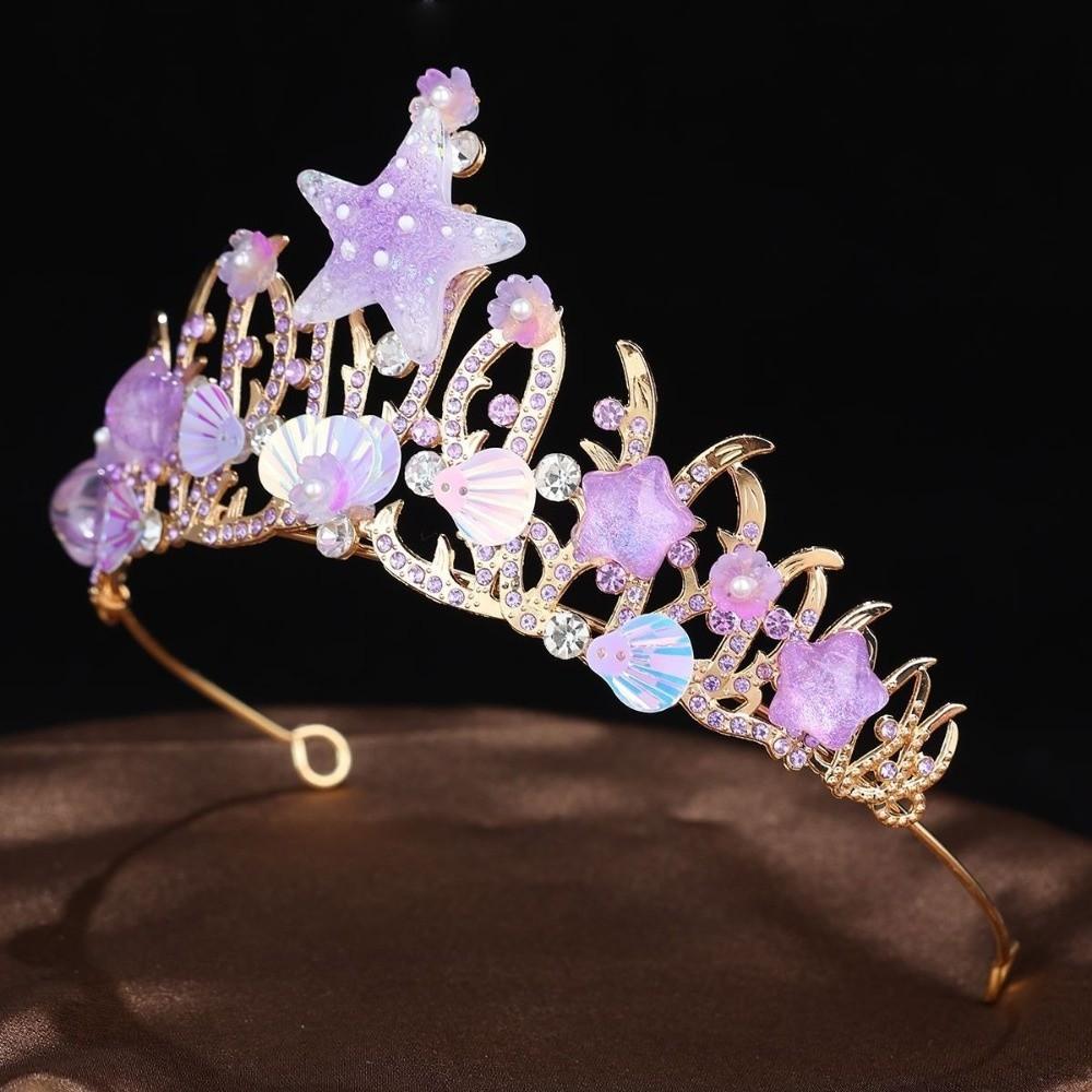 Tiaras Crystal Shell Mermaid Sea Star Crown Tiara Headband Bride Wedding Hair Accessories