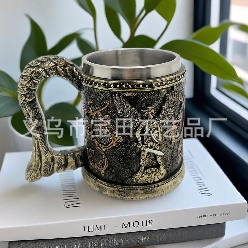 Скандинавские кружки для пива викингов, кофейные кружки из нержавеющей стали, винтажные домашние украшения, подходят для украшения бара