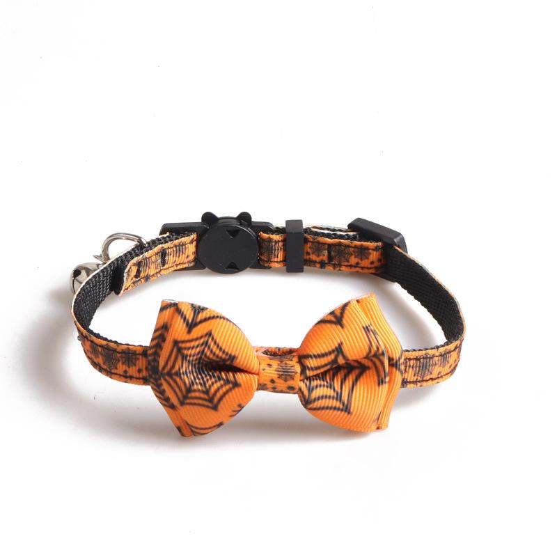 1Pcs New Cat Collar Bell Bow Halloween Web Series Neck Collar Cute Christmas Ghost Spider Skull Pumpkin Cat Dog Collar