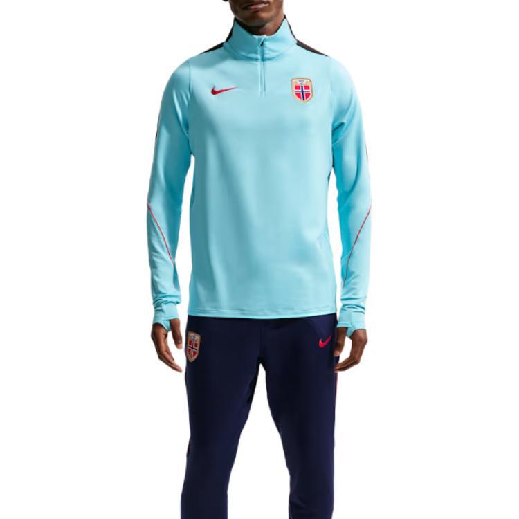 Nike Мужская футбольная футболка с длинным рукавом Dri-FIT, облегающий крой, с логотипом, на молнии до середины груди, топ IB4998-482