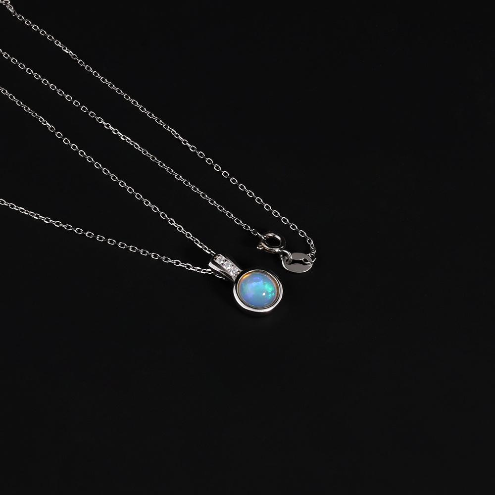 2023 New 925 Sterling Silver Jewelry Set Natural Ethiopia Opal Round 7mm Earrings Pendant Necklace Women Rings Simple Design