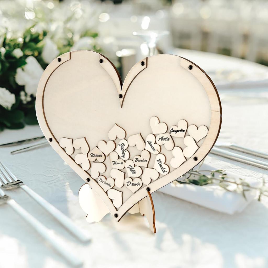Wedding Guest Book Personalized Wooden Hearts Rustic Wedding Decorations