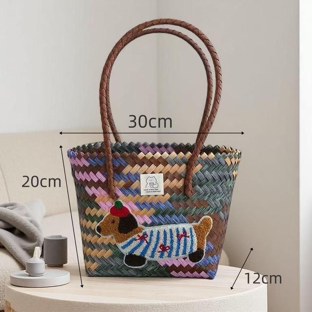 Сумка и корзина для хранения ручной работы с вышивкой «Такса»