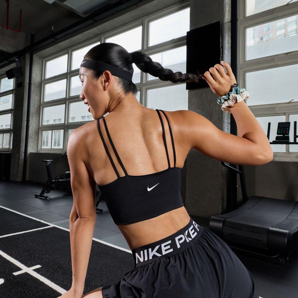 Nike Женское спортивное нижнее белье Черно-белое с круглым вырезом Умеренное