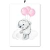 Baby Girl Room Decoration Pictures Elephant Zebra Teddy Bear Pink Nursery Cute Wall Art Canvas Painting Nordic Posters And Print