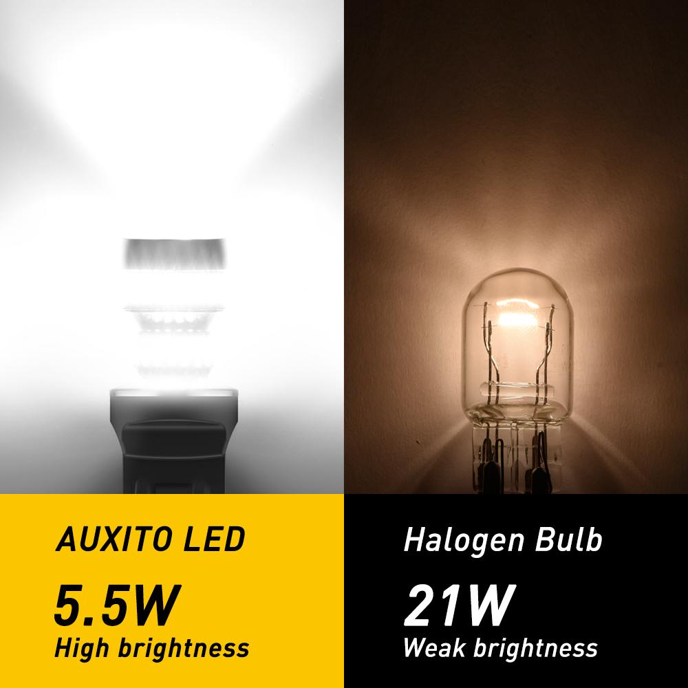 AUXITO 2Pcs 7443 W21/5W T20 LED Bulb Lights With HD Projector LENS 6000K White Red Yellow Amber 7440 For Car Reverse Tail Lamp