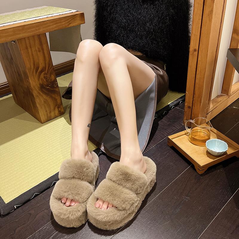 Mao Mao Slippers Women's Wear Advanced Sense 2025 New Autumn and Winter Hair Mop with Thick Bottom Winter Plush Home Cotton Mop