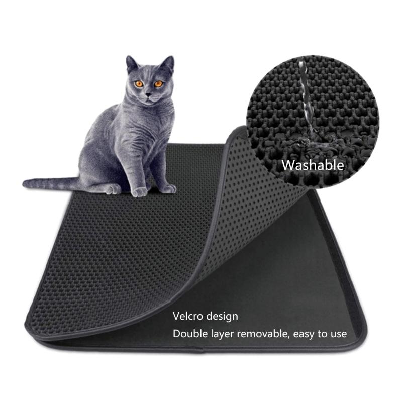 Cats Litter Mat Double Layer Washable Trapping Mat Scatter Control Easy to Clean Fits Under Litter Box, Litter Free F