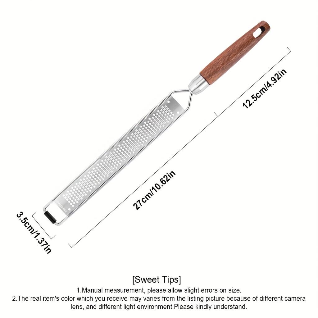 2 шт. терка для сыра из нержавеющей стали, цедра для лимона с деревянной ручкой, универсальный кухонный инструмент для овощей, фруктов, имбиря, шоколада