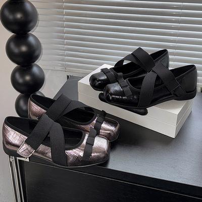 Туфли Мэри Джейн в стиле ретро с бантом во французском стиле, женская верхняя одежда, весна 2025, новый стиль, туфли в балетном стиле