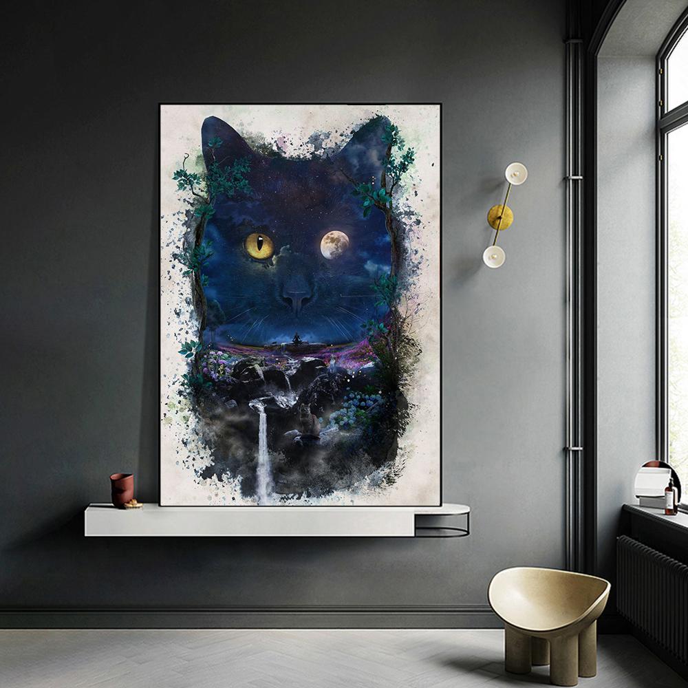 Царство кошек Птица Волк Картина на холсте День или ночь Пейзаж и постеры с животными Печать Настенные художественные фотографии Идеальное украшение для гостиной Домашнее украшение Куадрос