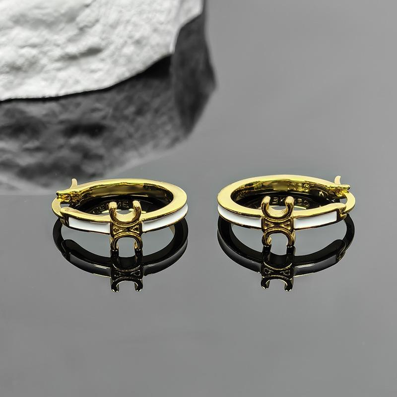 Серьги 2025 Ретро Белая Эмаль Триумфальная арка - Женские Классические Легкая Роскошь Ювелирные изделия