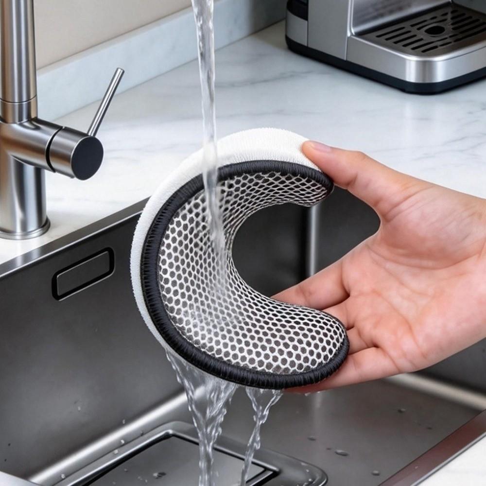 3/6PCS Microfiber Double-Sided Dishcloth Thickened Pot Scrubber Cleaning Sponges Pot Washing