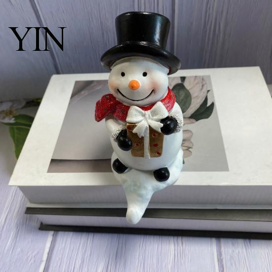 Christmas Gift Souvenirs Snowman Resin Hook Decor, Figurine Hanging for Xmas Decorative Hooks Stocking Key Holder, Desktop Ornament Fireplace