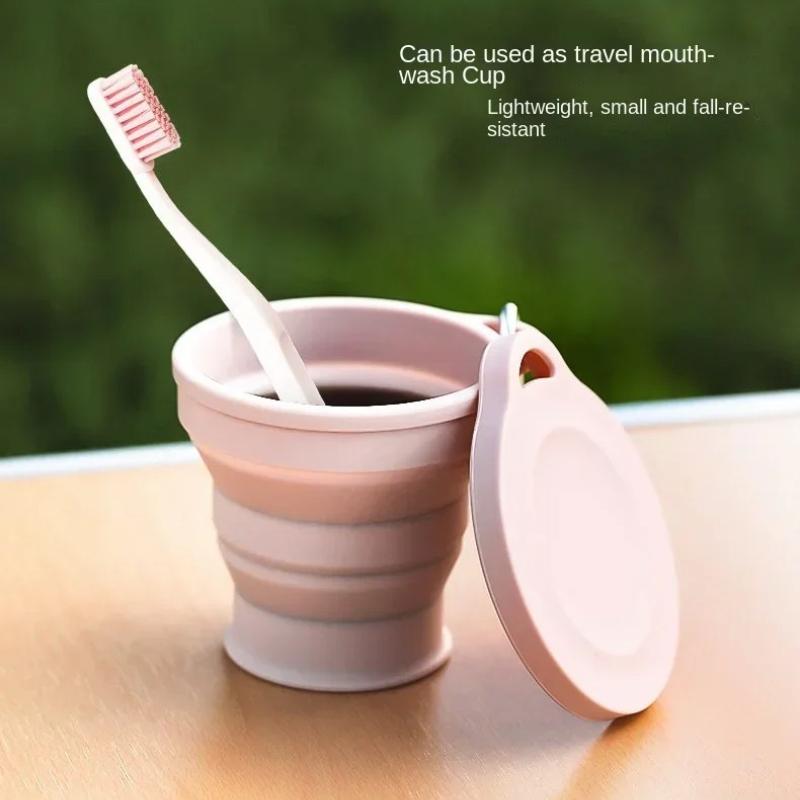 Portable Travel Folding Water Cup Large Capacity Mini Telescopic Cups Silicone with Lid  Outdoor Coffee Cup Camping Tooth Glass