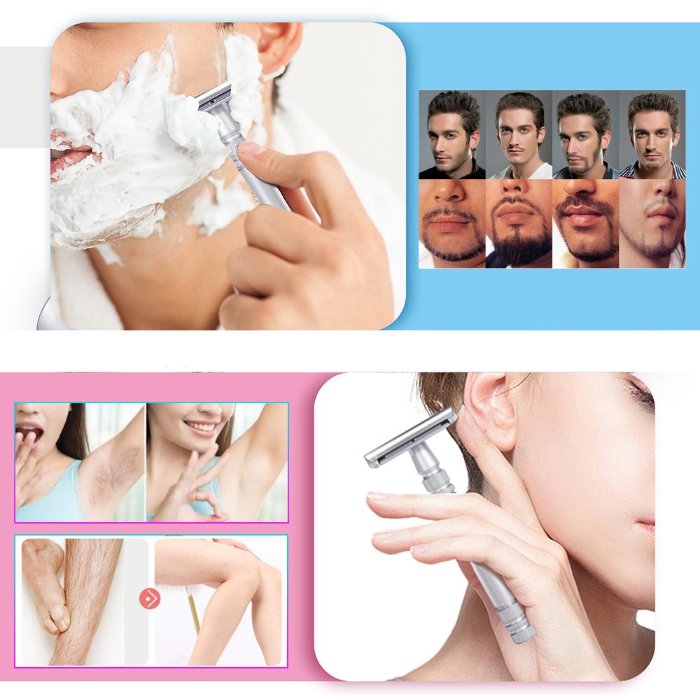 Безопасная бритва с двойным лезвием Портативные металлические бритвы для мужчин и женщин Удаление волос с 5 лезвиями с платиновым покрытием