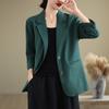 Spring Autumn Literary Vintage Cotton Linen Casual Suit Women Long Sleeve Solid Blazer Female Cardigan Coat Top