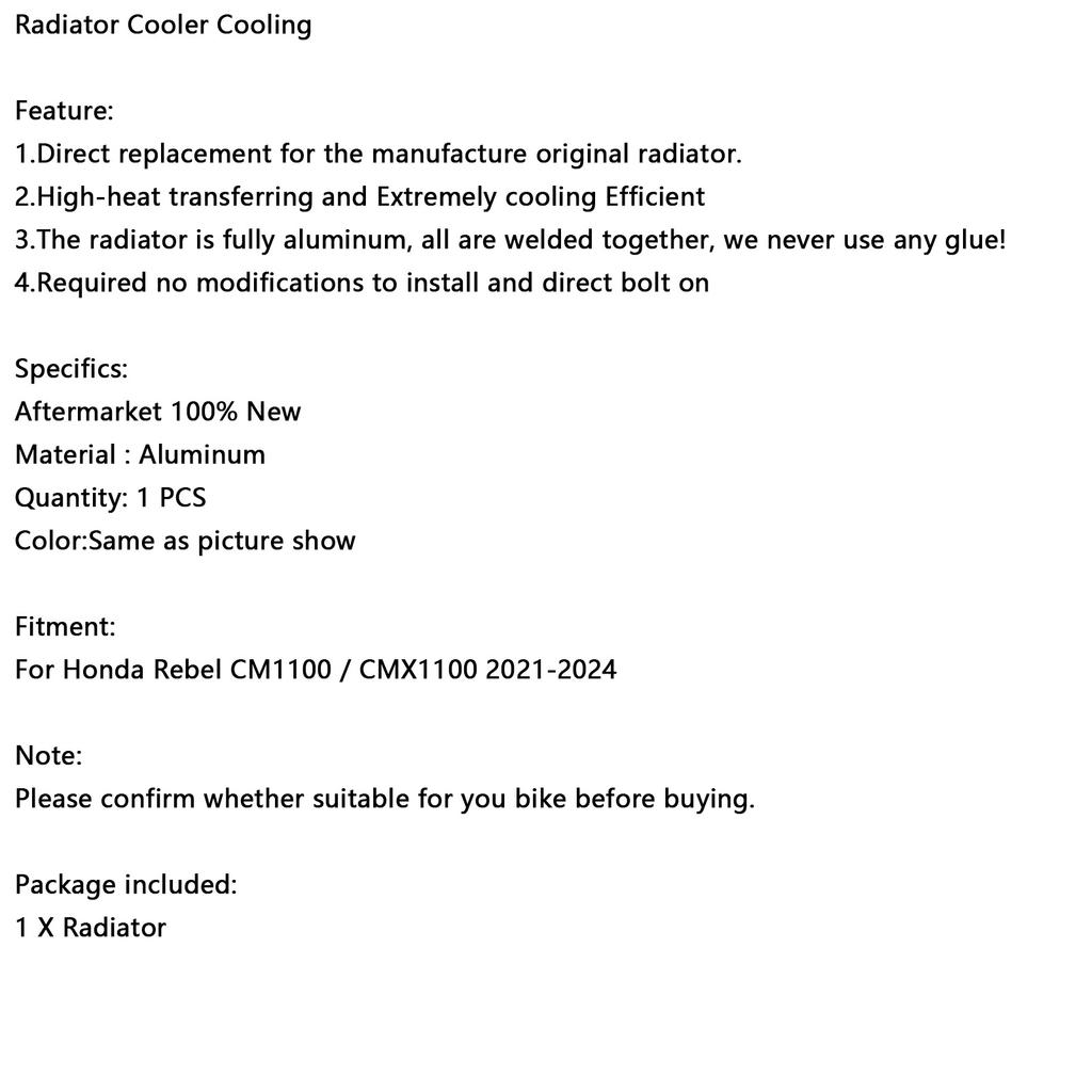 Радиатор охлаждения двигателя охладитель для Honda Rebel CM1100 CMX1100 2021-2024