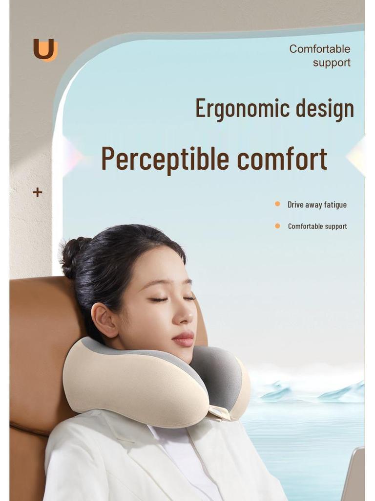 Дорожная подушка из пены с памятью U-образной формы с компактным хранением и поддержкой шеи с двумя выступами