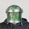 Green Barbuta Helmet Medieval Knight 18g Mild Steel LARP Cosplay Halloween Costume Barbuta Visored Warrior Helmet Gift