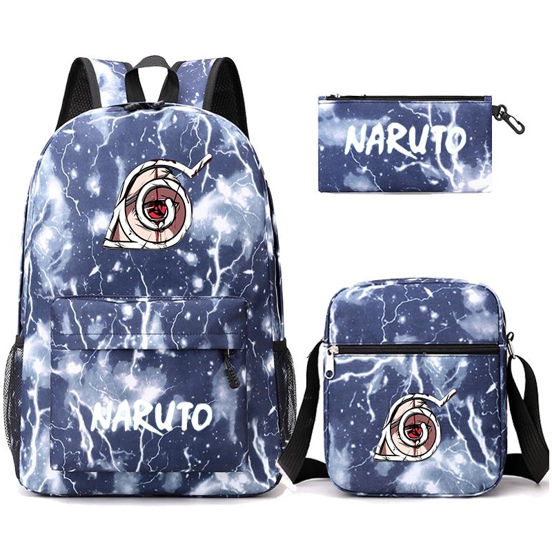 3 шт./компл. рюкзак аниме Наруто с сумкой на плечо, пенал для мальчиков и девочек, сумка для книг, рюкзак для мужчин и женщин, дорожная сумка для отдыха, рюкзак