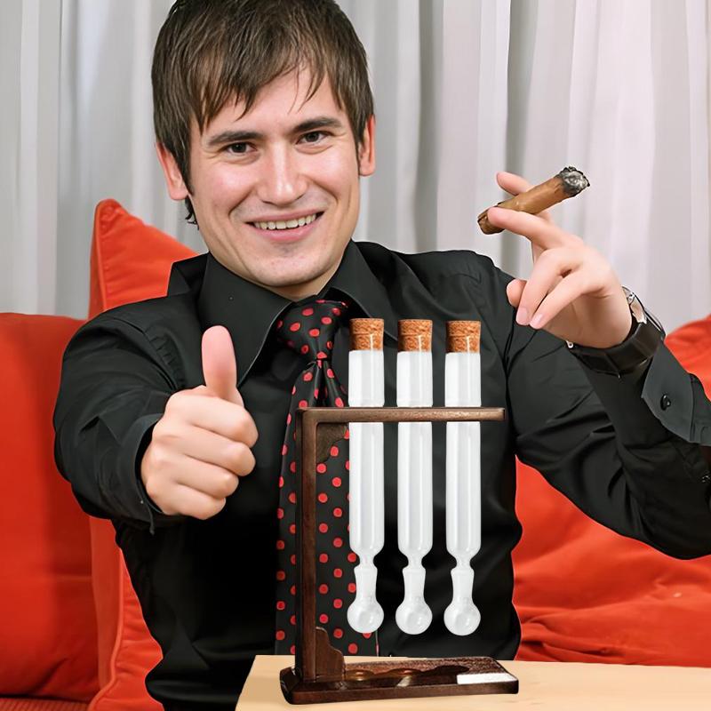 Cigar Flavor Infuser Humidor With Glass Tube,Red Wood Bracket With Humidifier And Hygrometer,Portable Cigar Storage Case