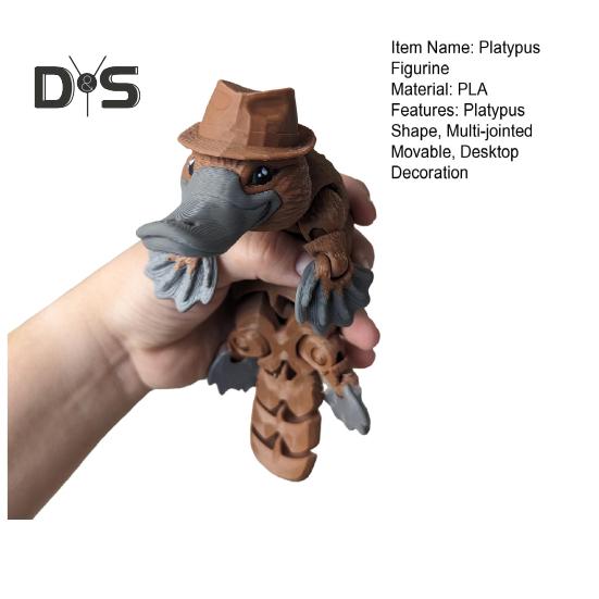 3D Printed Articulated Platypus Figurine Multi-jointed Movable Duckbill Action Figure Animal Fidget Toy Desktop Decoration Kids Adults Gift