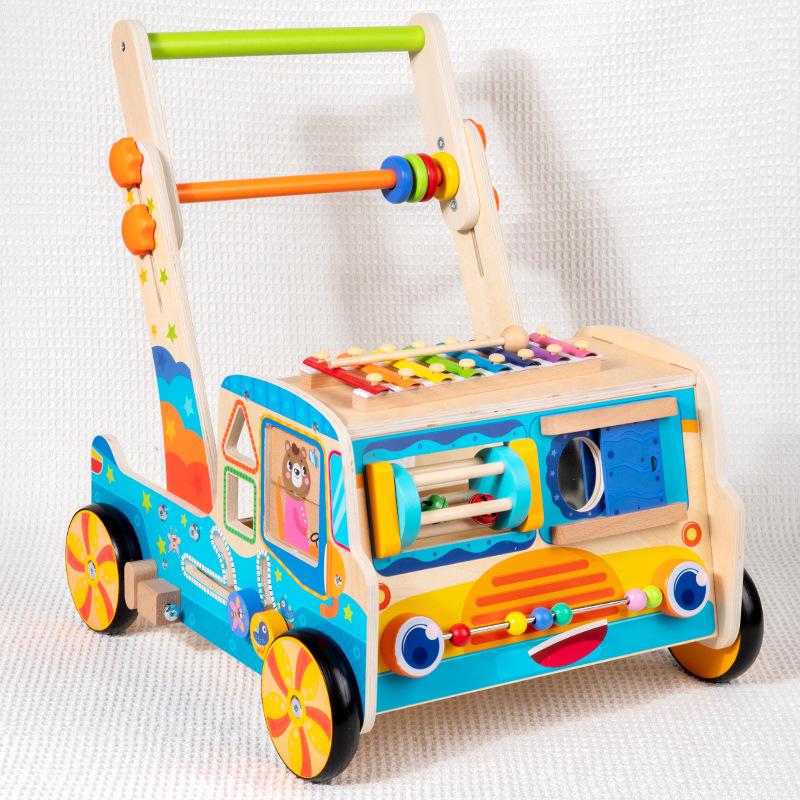 Children's Multifunctional Anti-Rollover Stroller Walker with Educational Toys