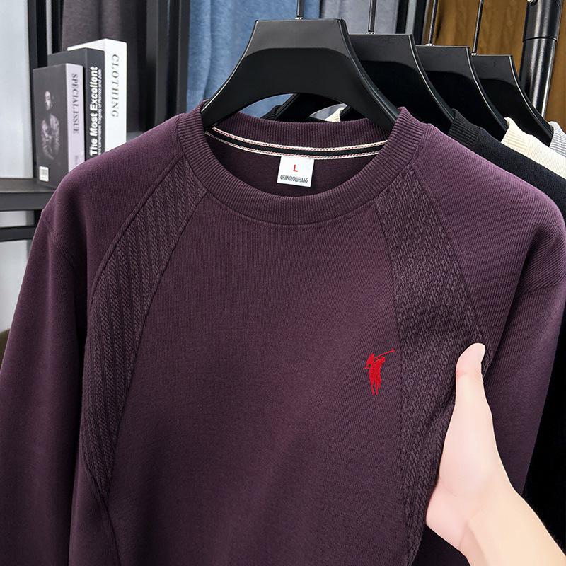 Мужская осенняя толстовка 2025 года из длинноволокнистого хлопка с опущенными плечами - Модный свободный крой, длинный рукав