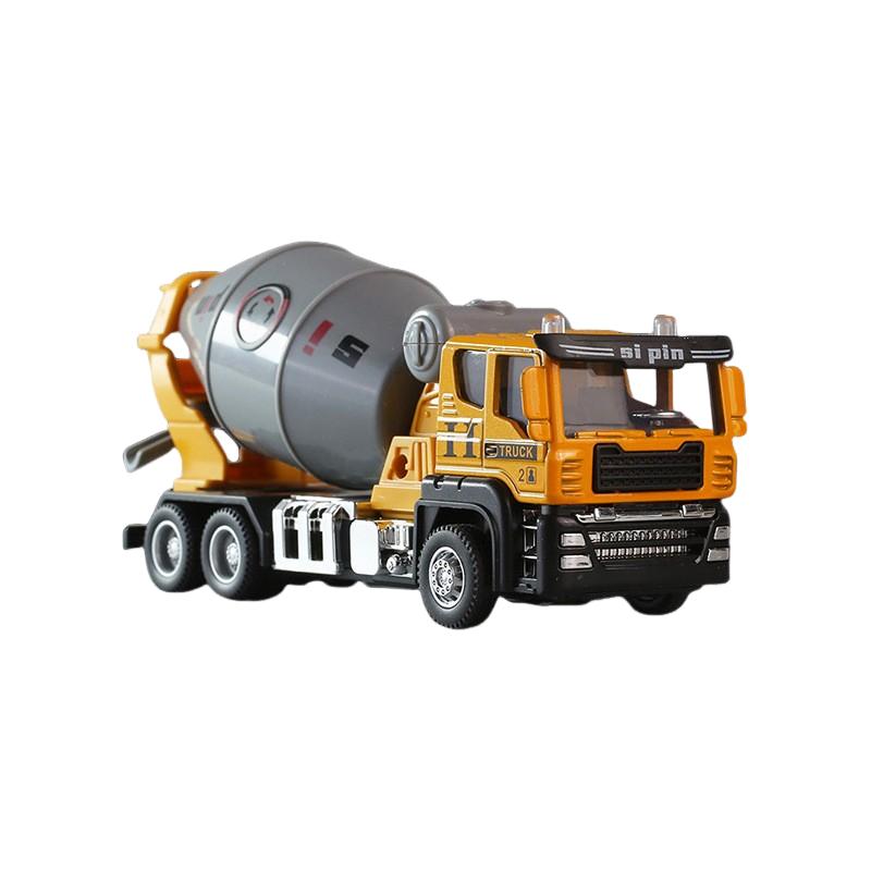 Excavator Blender Crane Car Toy Model Diecast Alloy Engineering Vehicle Rubber Tires Sound Light Pull Back Toys Kids Gifts