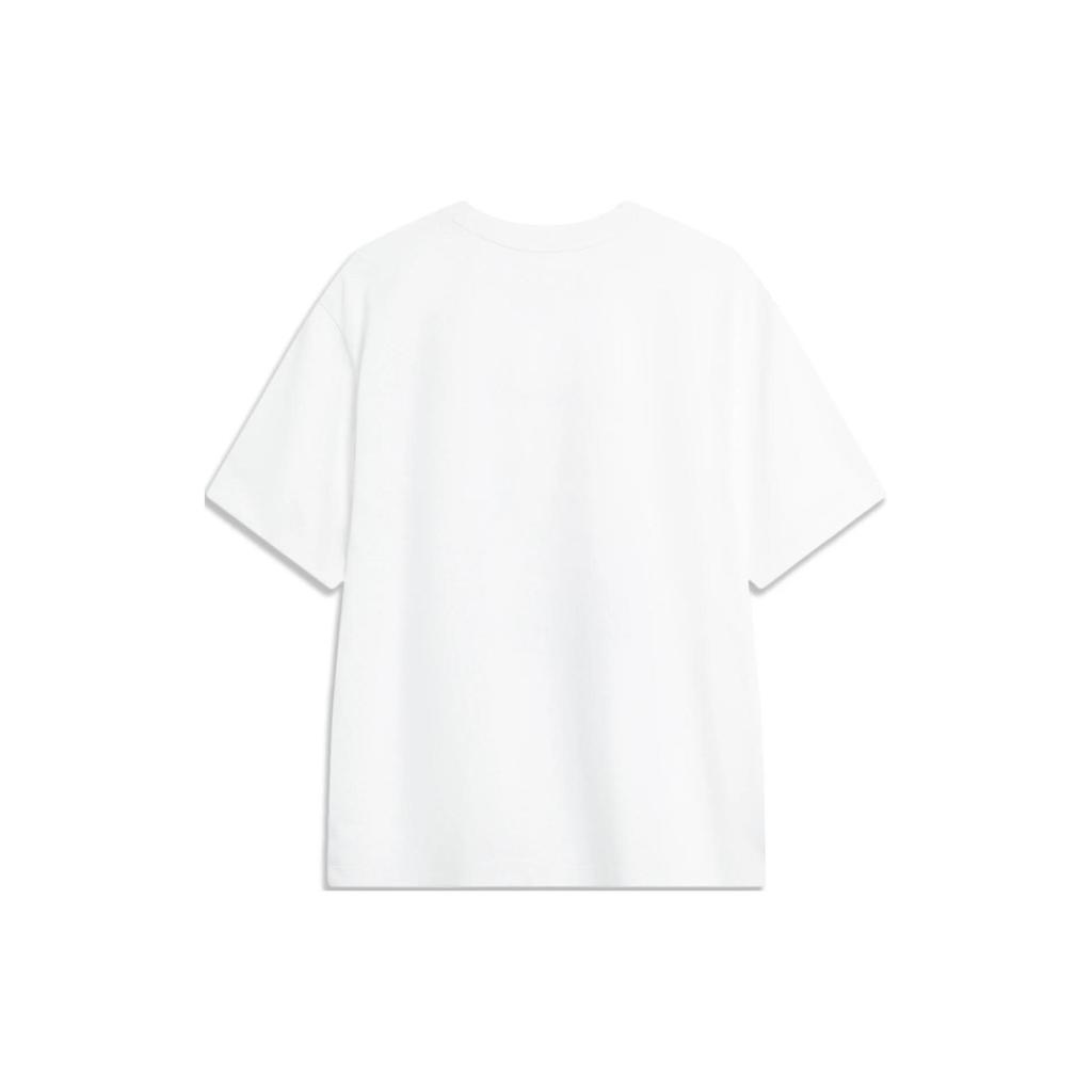 Li-Ning Крутая и удобная футболка с круглым вырезом и коротким рукавом с нарисованным вручную узором, мужские топы, стандартная белая AHSU713-2