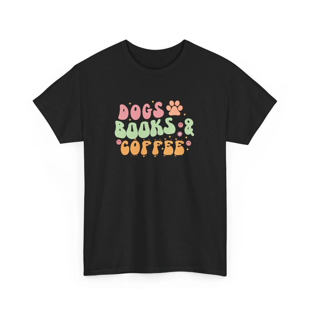 Dogs Books And Coffee Dog T-Shirt – Funny Puppy Lover Graphic Tee