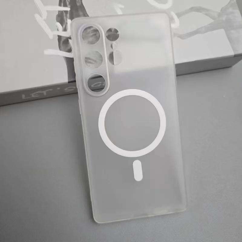 Для Magsafe Матовое Мягкое ТПУ Чехол для Samsung Galaxy S24 S25 S26 Ultra S23 Plus Магнитная Беспроводная Зарядка Тонкий Тонкий Чехол