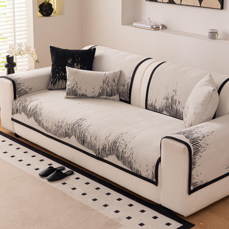 New Sofa Cover Non-Slip Light Luxury High-End Sofa Towel Straight Row Three-Person Seat Cushion Cover Universal In All Seasons