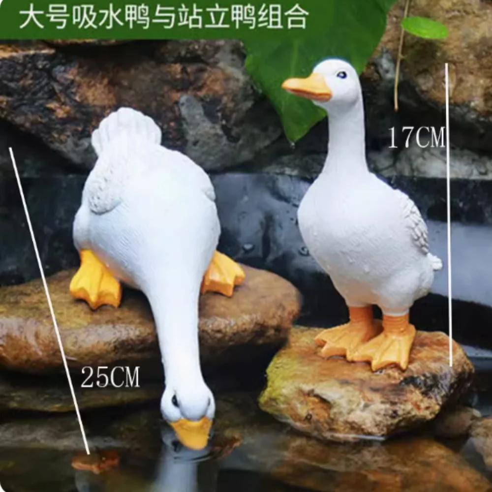 3pcs/set Resin Spary Water Duck Statues Miniature Fairy Garden Decorative Figurines Outdoor House Decorations for Garden Yard Fountain