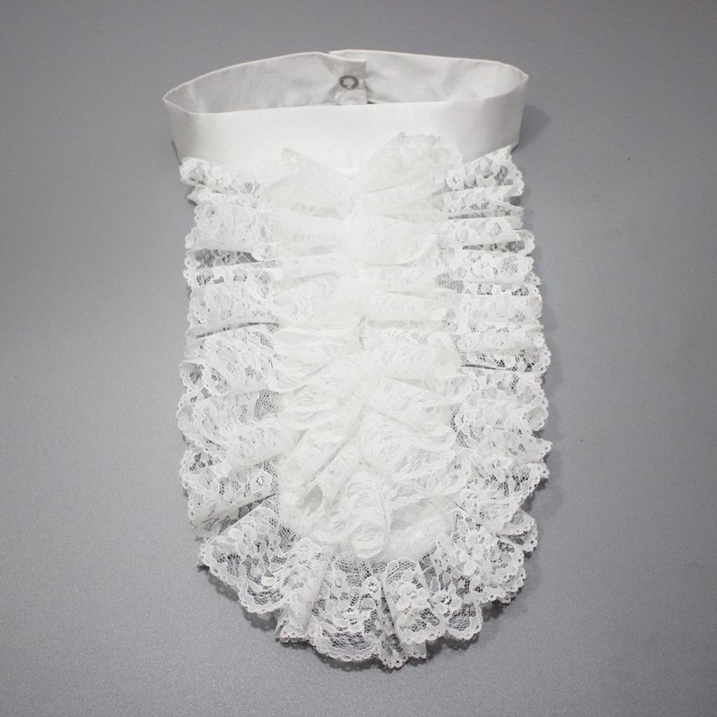Victorians Colonial Ruffle Lace Jabot False Collar Necktie Steampunk Medieval Costume Shirt Front Detachable Neck Collar