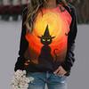 Halloween and Christmas Women's Clothing 3D Printed Castle Dark Round Neck Long Sleeved T-shirt