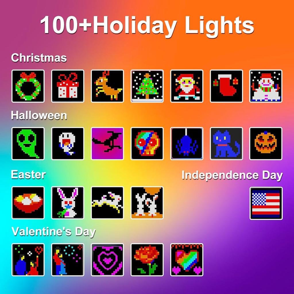 Smart Curtain Lights Bluetooth App Control RGB LED String Waterproof USB DIY Text Pattern Display Party Room Christmas Decor