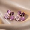 1 Pair Exquisite Charming Women Earrings Gift Rhinestone Purple Flower Stud
