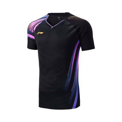 Li Ning Серия Бадминтон Спортивный Повседневный Простой Футболка с Коротким Рукавом Бадминтон Унисекс Топы Черный AAYV165-1