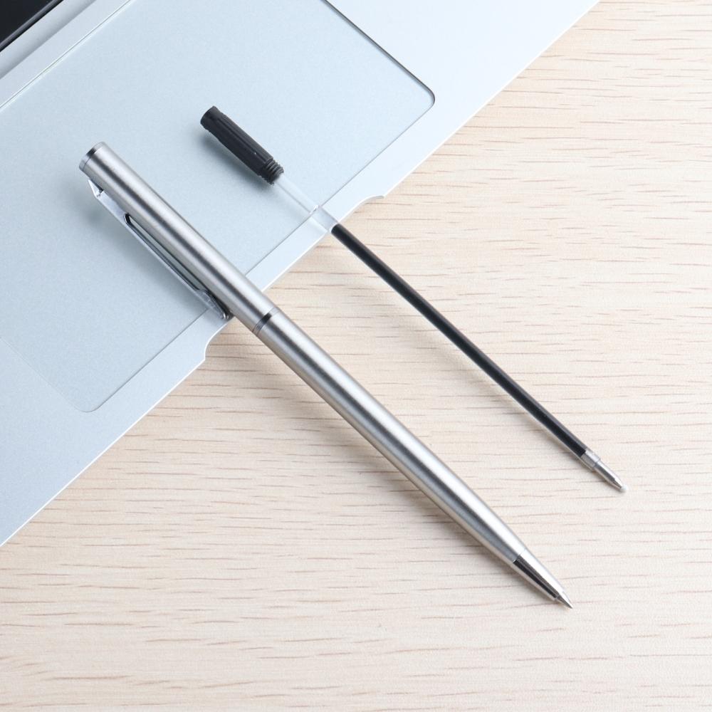 Металлическая гелевая ручка, материал из нержавеющей стали, вращающиеся гелевые ручки, цвет чернил, черный, синий, точка для письма 0,5 мм для школьных офисных канцелярских принадлежностей