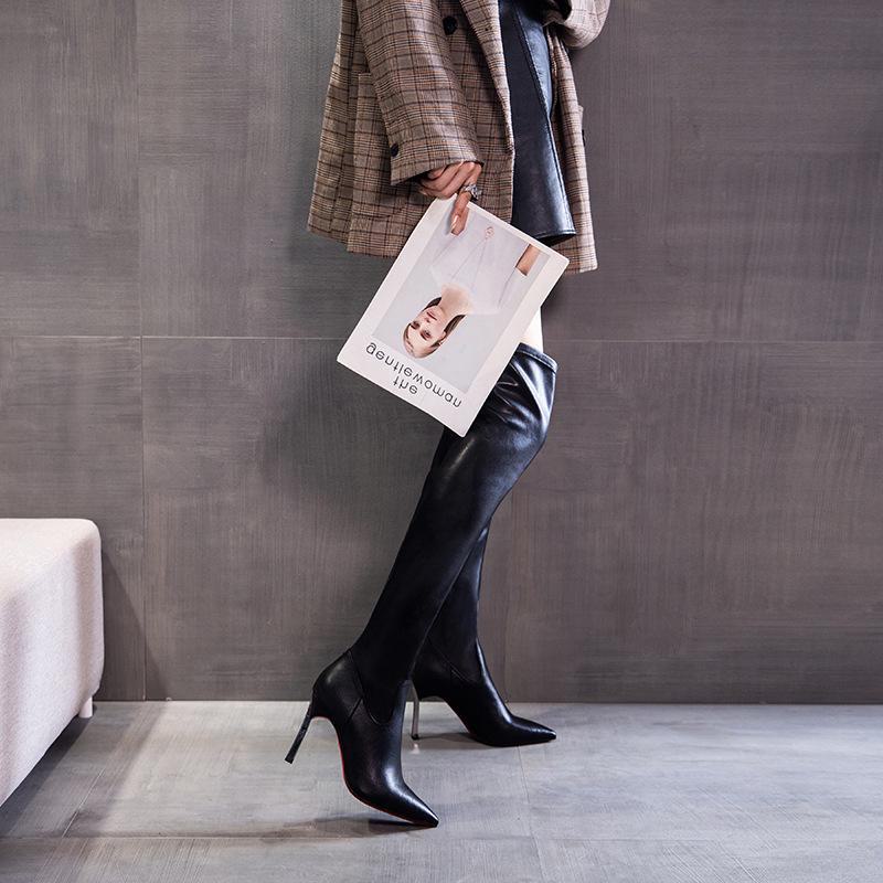 Женские черные сапоги выше колена на шпильке Gold Bird - 2020 High Heel Slim Fashion